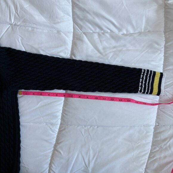 Tommy Hilfiger Button Shoulder Cable Knit Crewneck Navy Sweater Size Medium - Picture 5 of 8